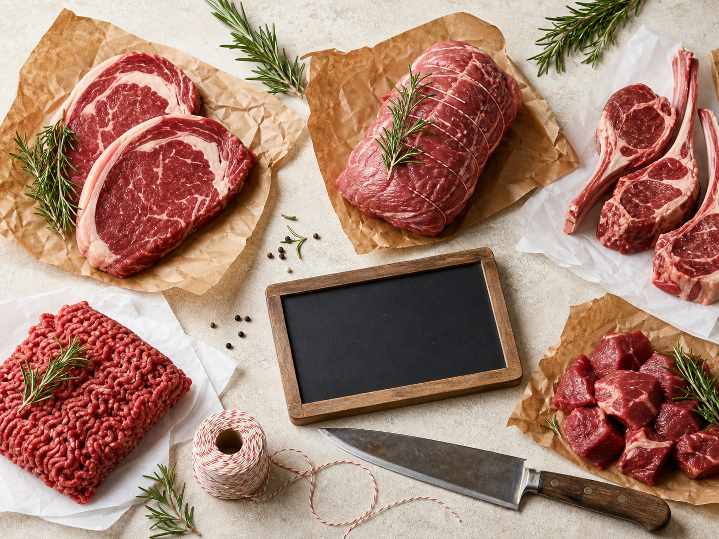 Selección de productos de una carnicería local