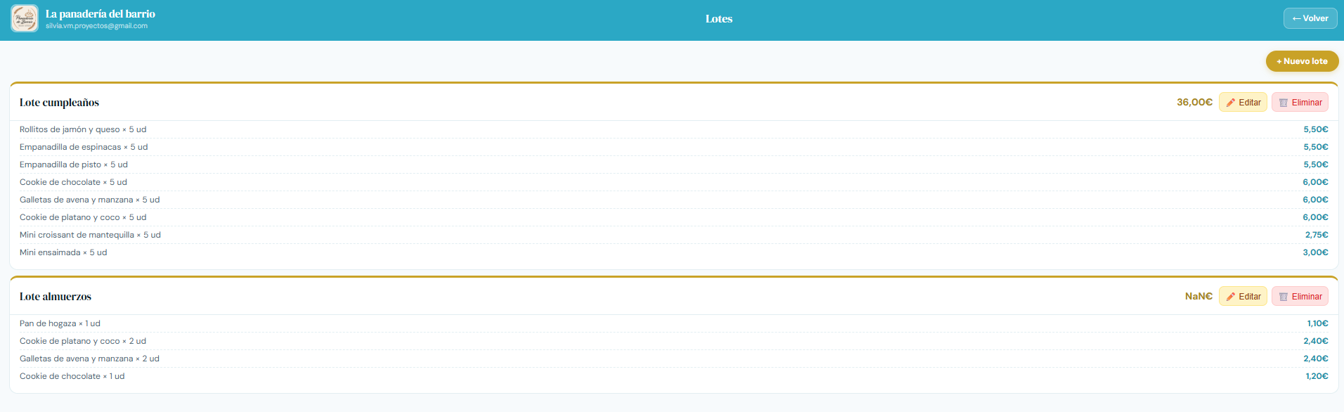Lotes — Tus lotes creados: packs listos para vender más.